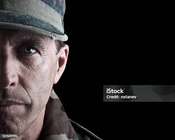 Dramatic Soldier Portrait Stock Photo - Download Image Now - Armed Forces, Veteran, Looking At Camera