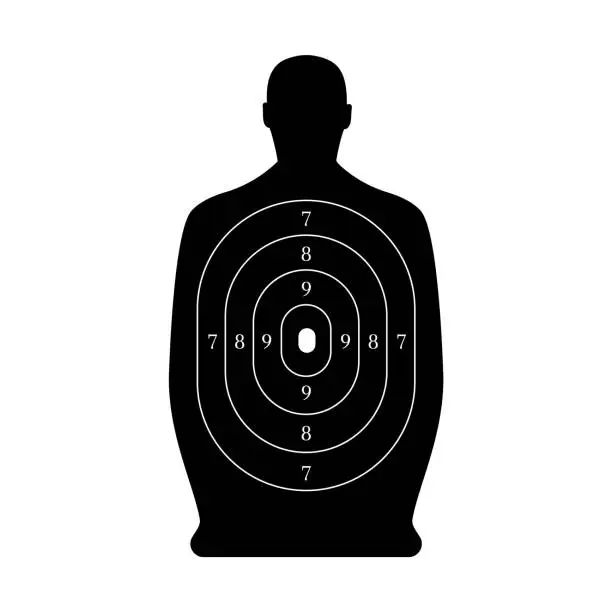 Vector illustration of Man-shaped shooting target for practice on a rifle range.