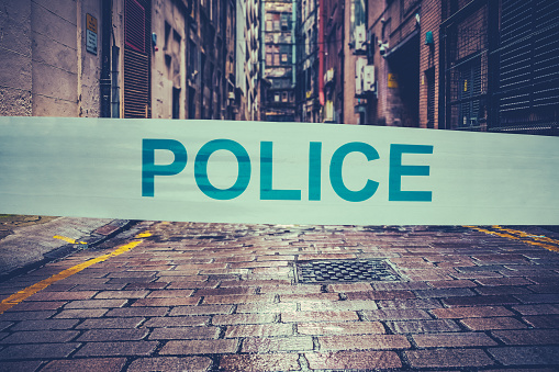 Police Tape At A Crime Scene In London