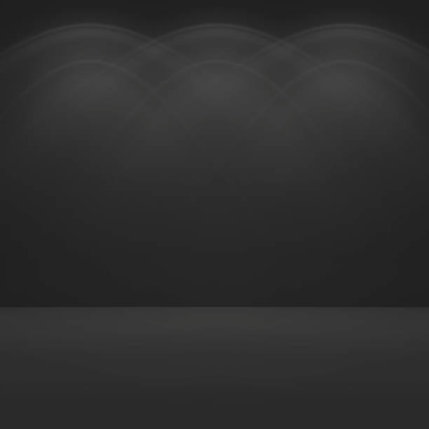 istock Black stage backdrop with ies spotlight on dark background for product display stand or used in other designs 3d rendering. 3d illustration Luxury template minimal style concept. 1235146219
