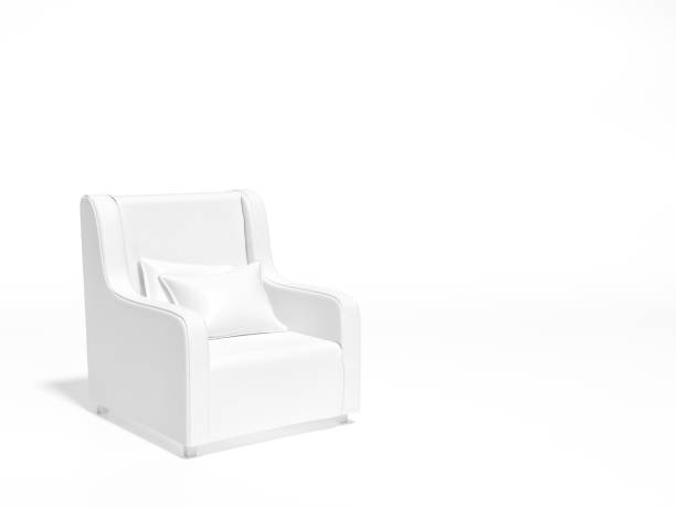 istock White sofa on white background 3d rendering. 3d illustration of Armchairs Relax, Holiday greeting card template minimal concept. 1235147334