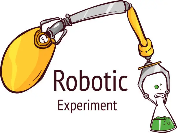 Vector illustration of Vector illustration of Robotic arm holding test tube.