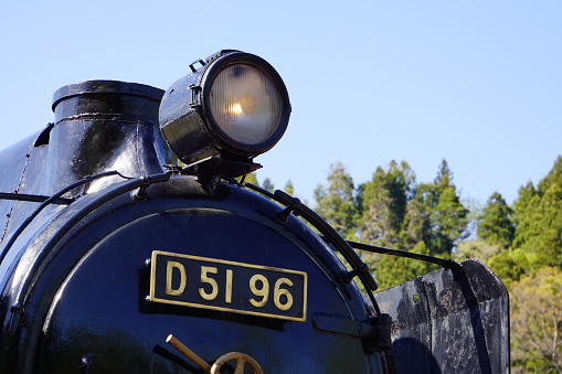 May 2, 2019:\nThis photo was taken in Japan. A close-up shot of a static photo of the legendary Japanese steam locomotive D51.