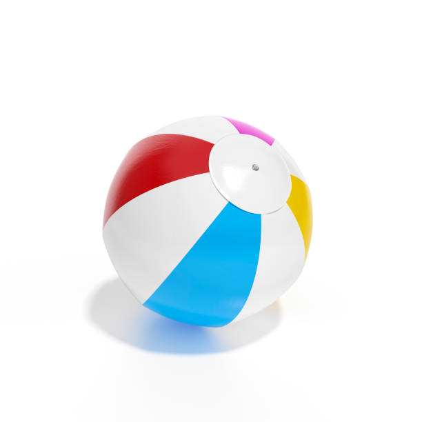 istock Beach ball isolated on white background 3d rendering. 3d illustration multicolored beach ball, Relax, holiday template minimal Summer concept. 1235216020