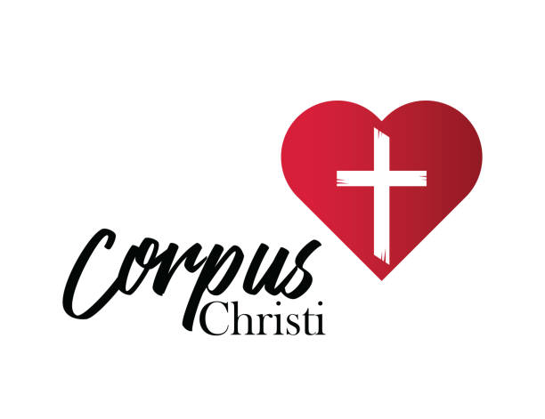 ilustrações, clipart, desenhos animados e ícones de corpus christi letras vetor de ações - cross shape cross heart shape jesus christ