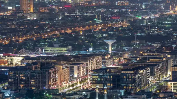 Photo of Dubai City Walk aerial timelapse, travel and leisure venue in Dubai downtown