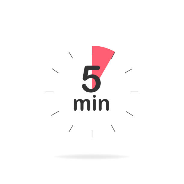 5 minutes timer. Stopwatch symbol in flat style. Isolated vector illustration. Isolated vector illustration. 5 minutes timer. Stopwatch symbol in flat style. Eps10. five minutes timer stock illustrations