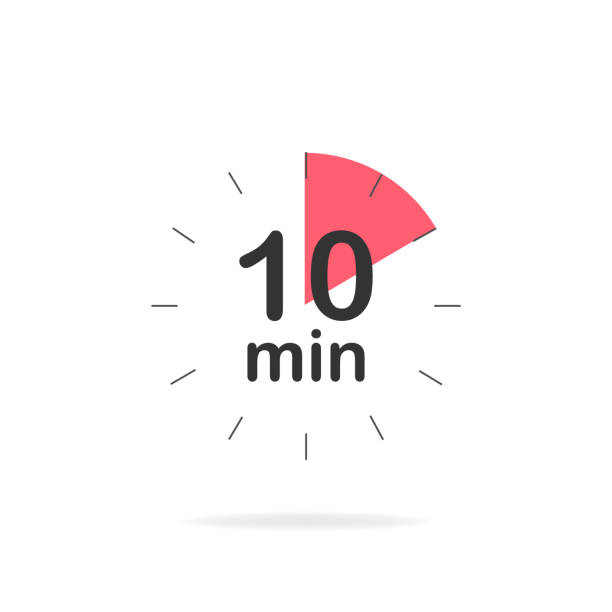 ilustrações de stock, clip art, desenhos animados e ícones de 10 minutes timer. stopwatch symbol in flat style. isolated vector illustration. - 10 speed