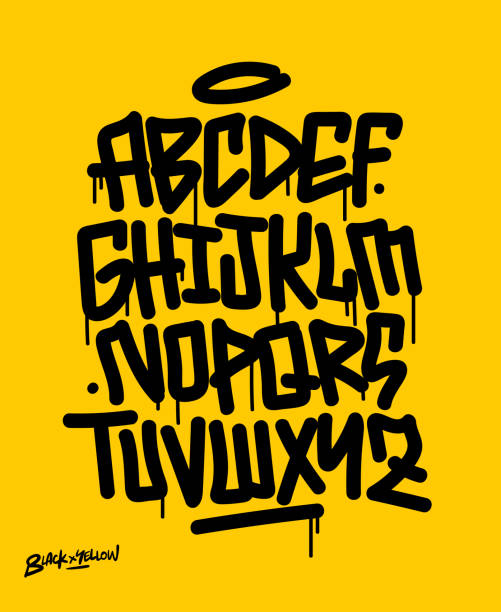 Urban based Font, Symbol and Patterns Handwritten urban based graffiti font, textures and symbols graffiti stock illustrations