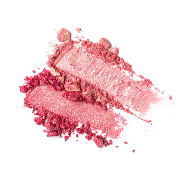 istock Broken bright pink eyeshadow as samples of cosmetic beauty product 1235297967