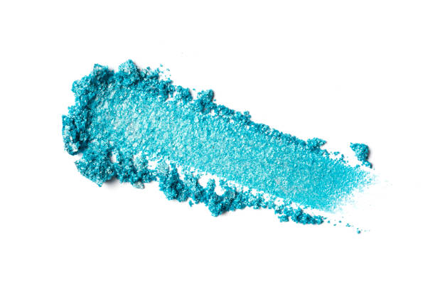 Broken bright blue color eyeshadow as samples of cosmetic beauty