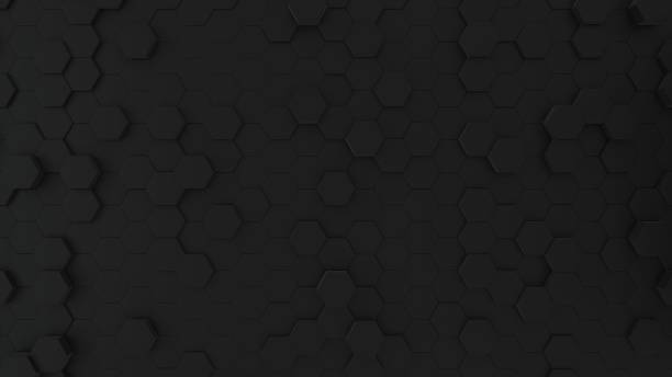 resumen honeycomb background loop gran angular. animación 3d negra de un bucle sin costuras de colmena hexagonal. grandes tendencias modernas. rejilla hexagonal ligera, mínima y móvil. loopable - hexagon tile pattern black fotografías e imágenes de stock