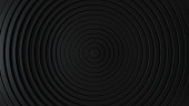 Abstract pattern of circles with the effect of displacement. Black clean rings. Abstract background for business presentation. Modern simple shape wave style. 3d render
