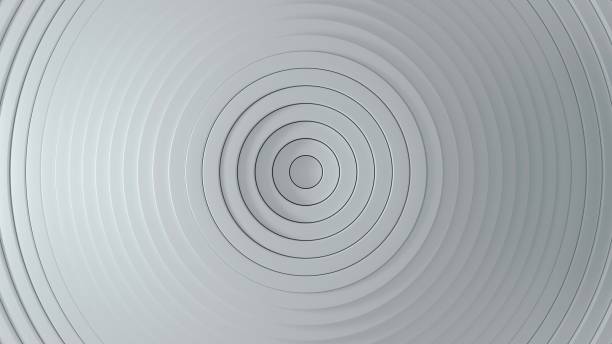 istock Abstract pattern of circles with the effect of displacement. White clean rings. Abstract background for business presentation. Modern simple shape wave style. 3d render 1235301166
