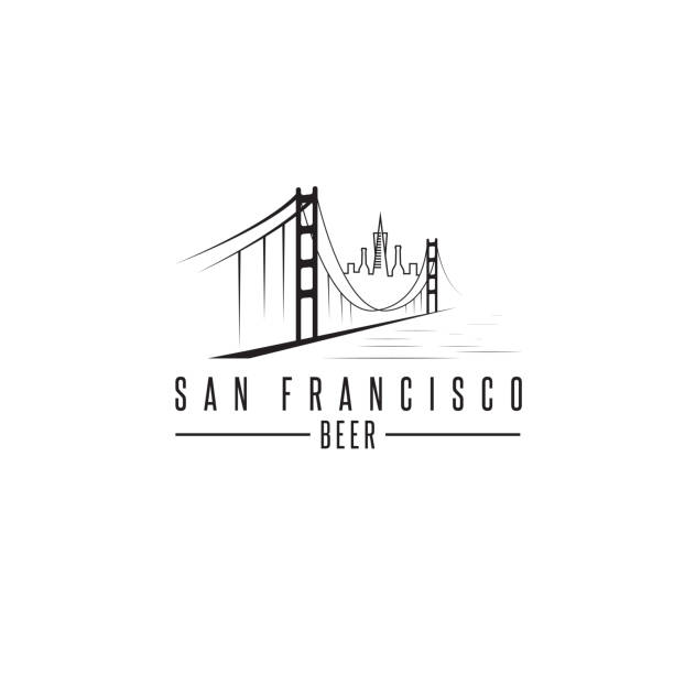 ilustrações de stock, clip art, desenhos animados e ícones de san francisco golden gate bridge with beer bottles vector design template - golden gate bridge san francisco county san francisco bay bay