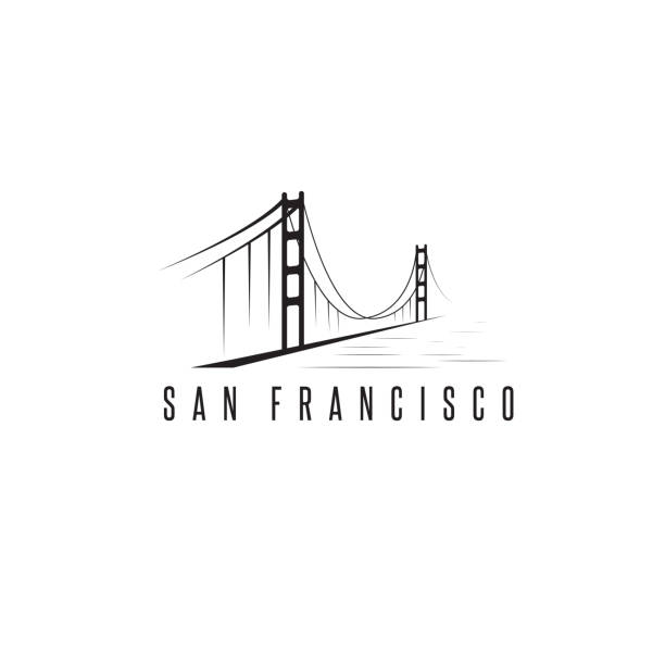 san francisco golden gate brücke vektor design vorlage illustration - golden gate bridge bridge san francisco county vector stock-grafiken, -clipart, -cartoons und -symbole