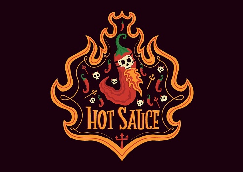 Hot Sauce. Red spicy chili pepper . Logo designs template.