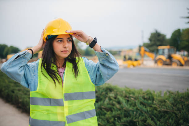 istock Portarit of a young female construction architect 1235377507