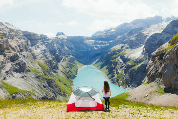 istock Summer morning in the mountains with awe view 1235395410