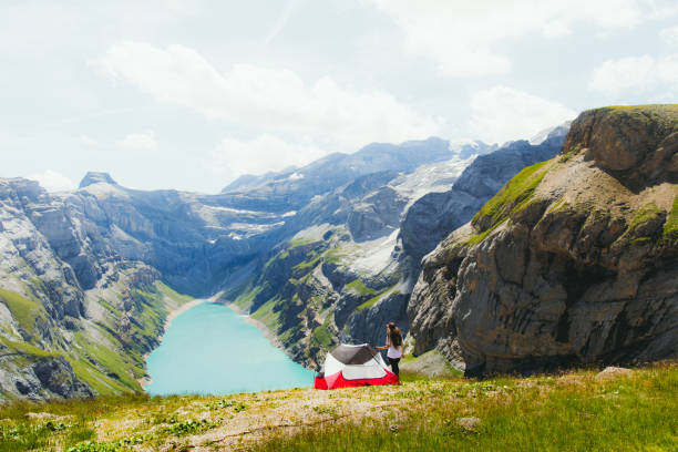 istock Summer morning in the mountains with awe view 1235395411