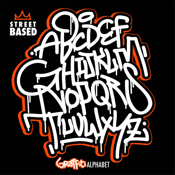 Mixed art urban style fonts, textures, names and more Totally hand drawing urban style graffiti patterns, fonts, icons and names art name plates stock illustrations