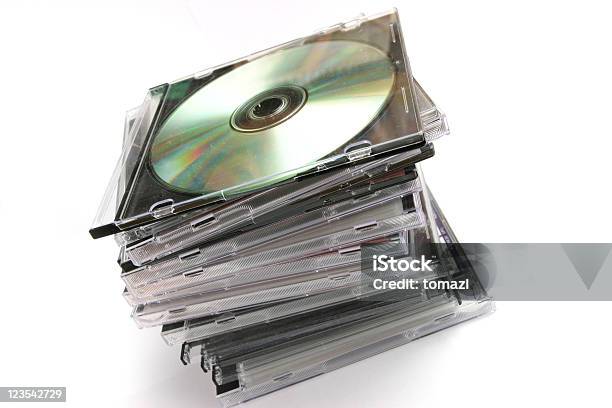 Discos Compactos - Fotografias de stock e mais imagens de Amontoar - Amontoar, Antigo, Branco