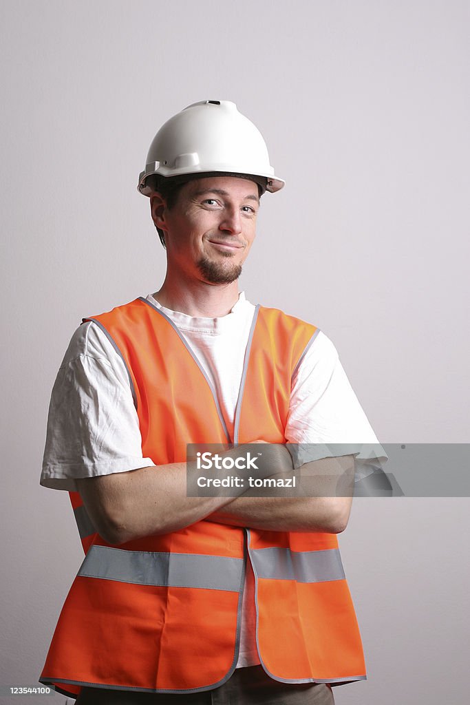 Ritratto di Operaio edile - Foto stock royalty-free di Gilet - Capo di vestiario