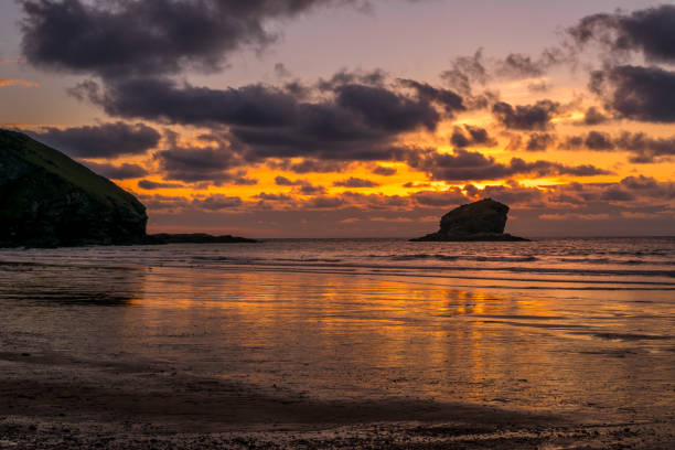 istock Sunset behind Gull Rock at Portreath in Cornwall 1235456691