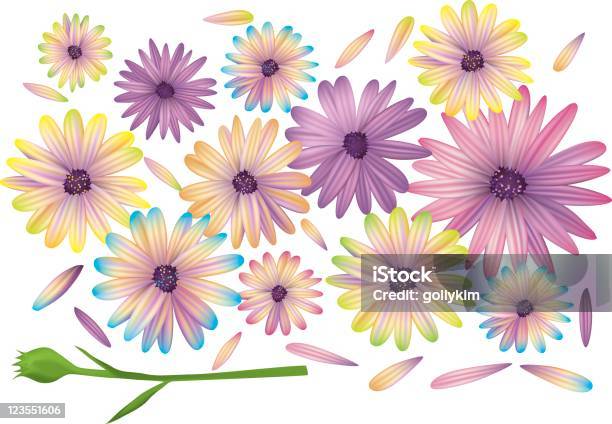 Ilustración de Colorido Daisies y más Vectores Libres de Derechos de Belleza de la naturaleza - Belleza de la naturaleza, Cabeza de flor, Color - Tipo de imagen