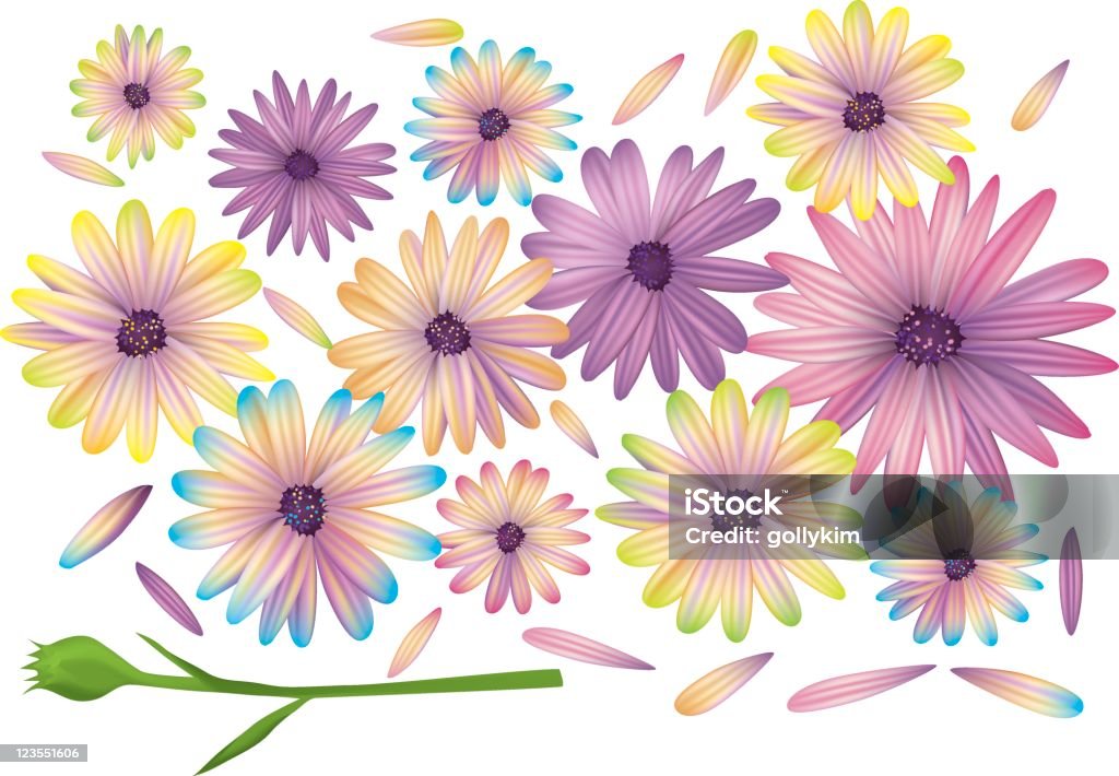 Colorato Daisies - arte vettoriale royalty-free di Bellezza naturale