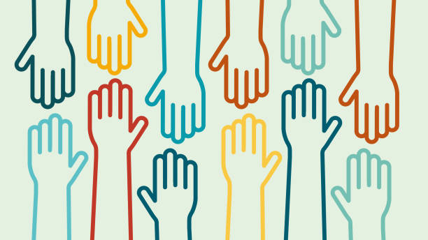 hands up bunte icon-vektor-design - öffentliche wohlfahrt stock-grafiken, -clipart, -cartoons und -symbole