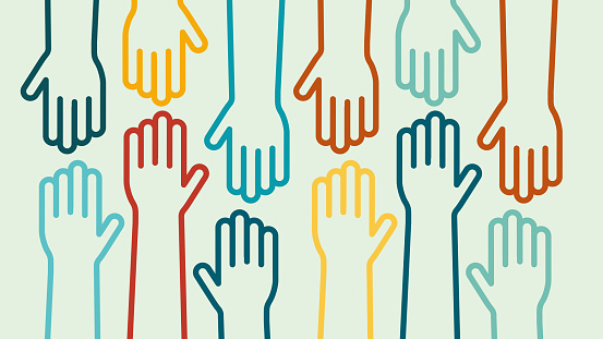 Hands up colorful icon vector design