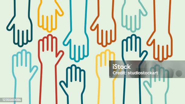 Hands Up Colorful Icon Vector Design Stock Illustration - Download Image Now - Hand, Connection, Support