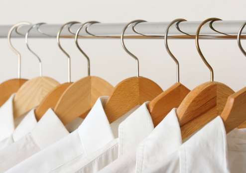 White shirts on hangers.