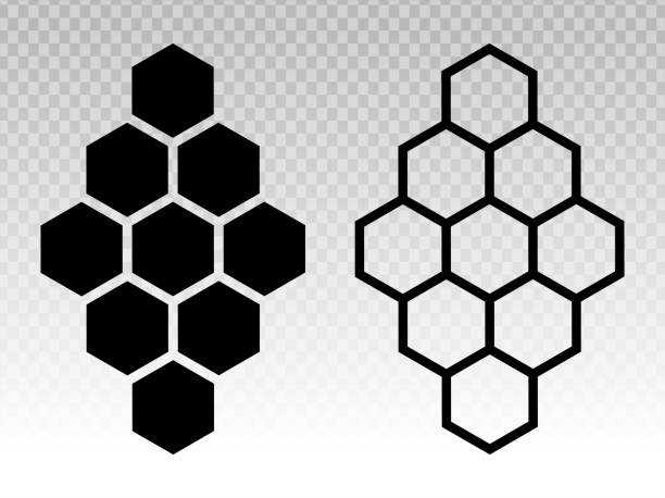 ilustrações, clipart, desenhos animados e ícones de honeycomb / ícone plano pente de mel com padrão hexágono para aplicativos e sites - honey purity raw pollination