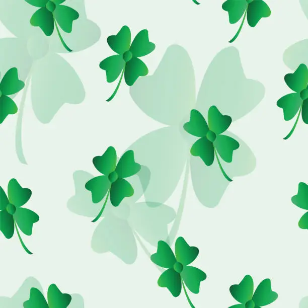 Vector illustration of seamless pattern with green clover - saint Patricks day theme