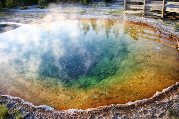 istock Morning Glory Pool at sunset yellowstone 1235664250