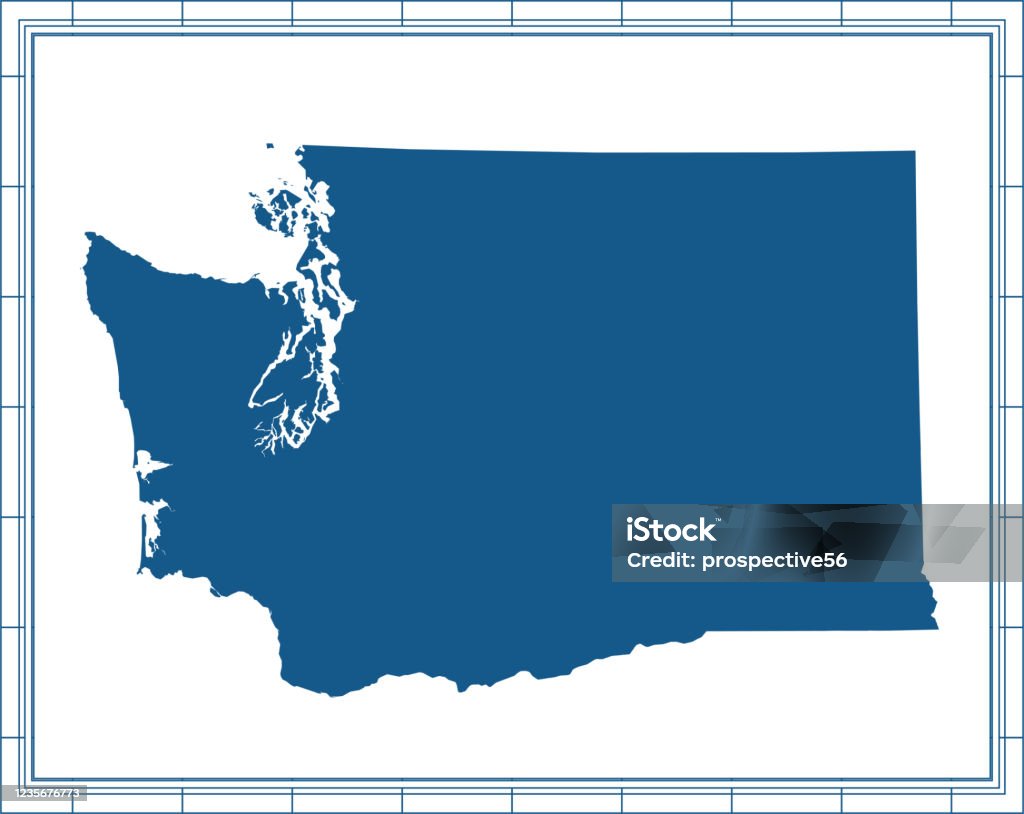 Washington Map Clean Washington Blank Map Stock Illustration - Download Image Now ...