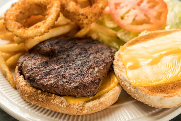istock cheese burger on the table close up 1235685073