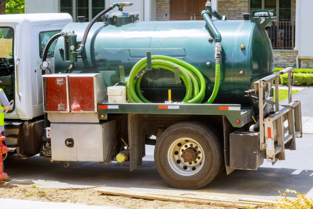 istock Portable restroom cleaning septic truck sewer pumping machine 1235734415