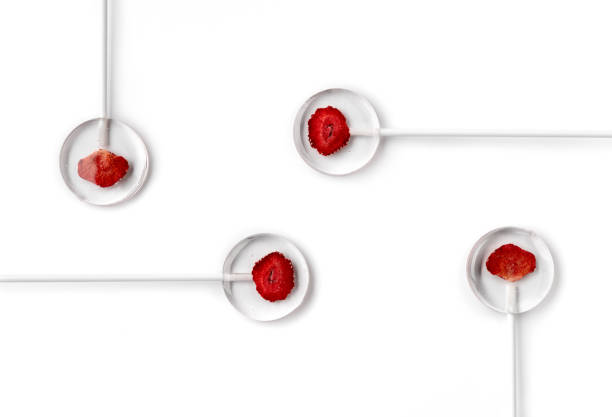 istock Homemade lollipops made from natural dehydrated berries on white background 1235811443