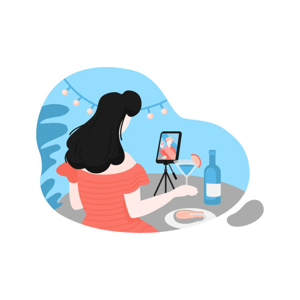 Ilustración de Pareja De Dibujos Animados Hablando Durante La Cuarentena Relación De Larga Distancia Aplicación De Citas En Línea Llamada De Chat De Video De Amor Virtual y más Vectores Libres de Ilustración de Pareja De Dibujos Animados Hablando Durante La Cuarentena Relación De Larga Distancia Aplicación De Citas En Línea Llamada De Chat De Video De Amor Virtual y más Vectores Libres de