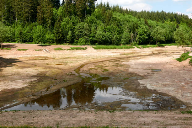 Dried up river bed stock photo