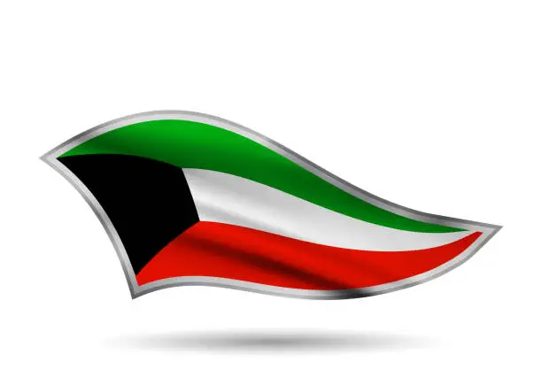 Vector illustration of Dynamic Waving Flag of Kuwait