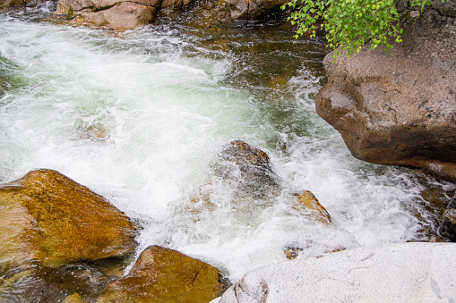 rough mountain river with strong current