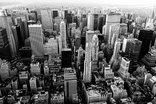New York landscape. Black and white.
