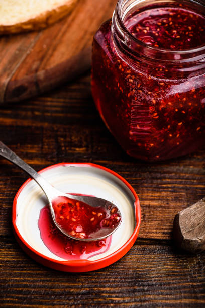 istock Jar of homemade raspberry jam 1236040861