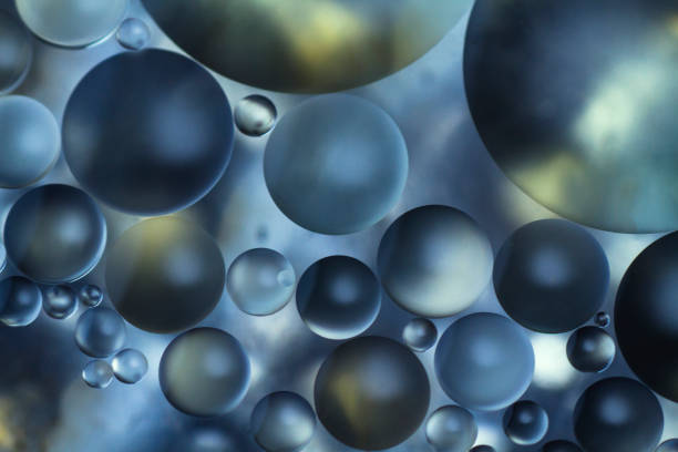 Abstract floating various size of pearls in 3D stock photo