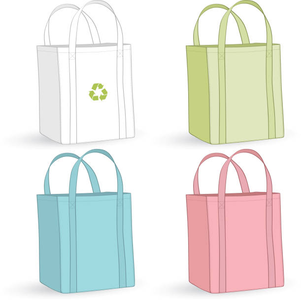 illustrations, cliparts, dessins animés et icônes de sacs fourre-tout recyclé - tote bag