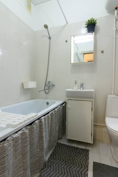 istock Classic cozy small bathroom with a toilet 1236223706
